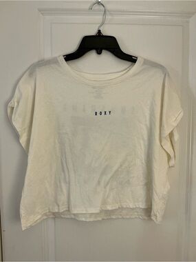 Roxy Off-White Sunshine On My Mind Cropped Graphic Tee M